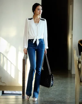 Nové 2017 bavlna ženy džínsy žena svetlice Džínsové nohavice | Móda slávnej značky džínsy veľkosti S-XL dámske džínsy